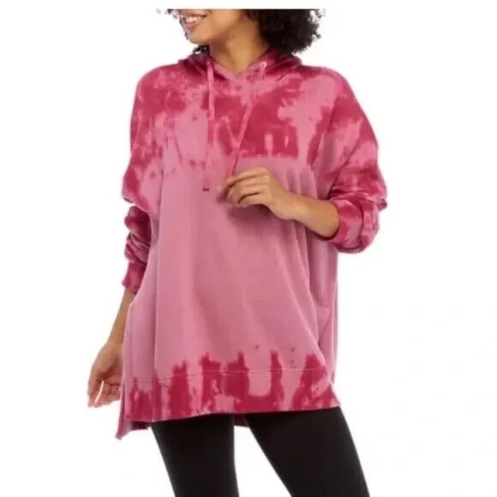💖 TRUE CRAFT Tunic Hoodie Sweatshirt Pink Tie Dye Women’s Size Small